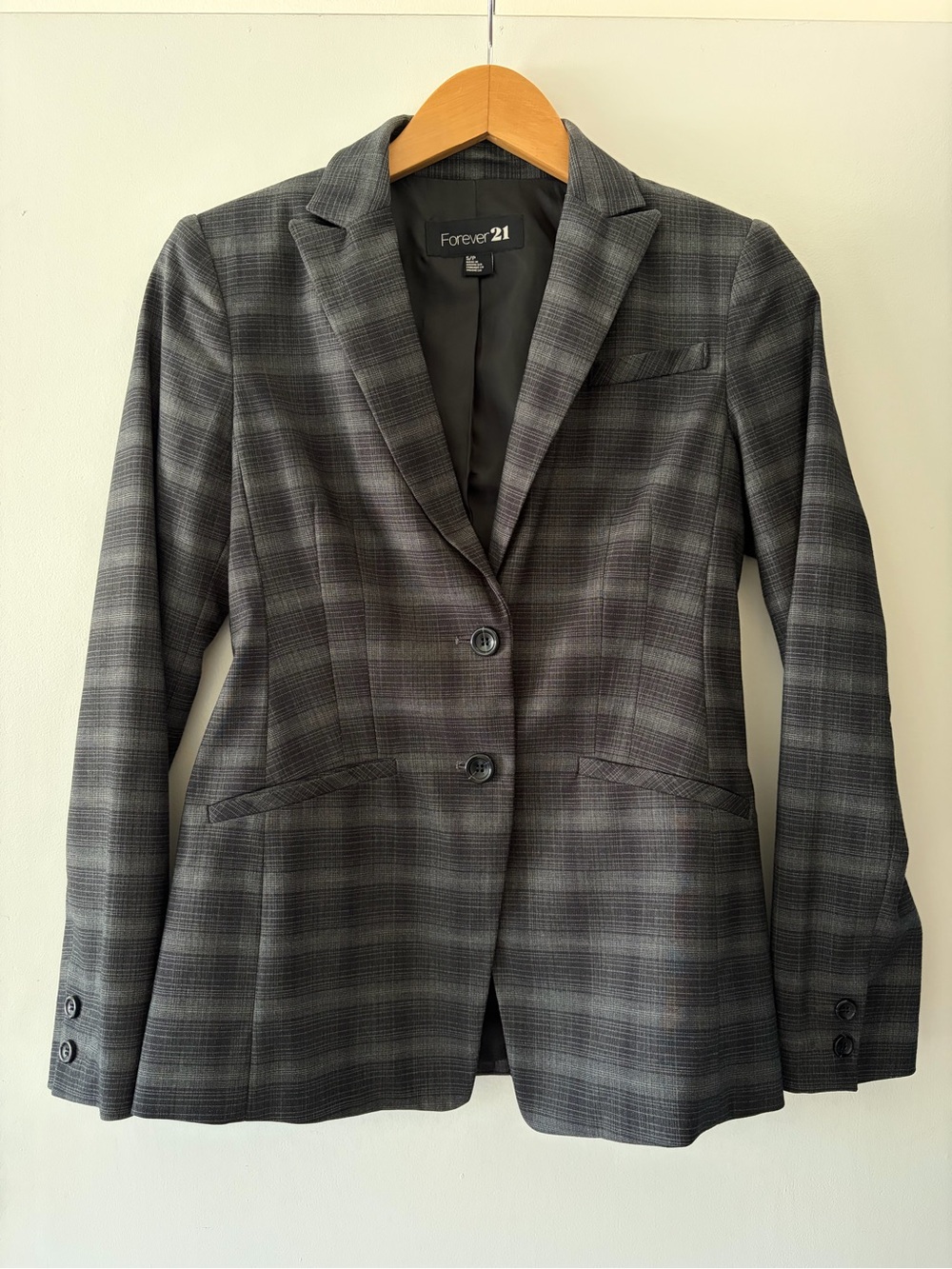 Forever 21 Gray Plaid Blazer
